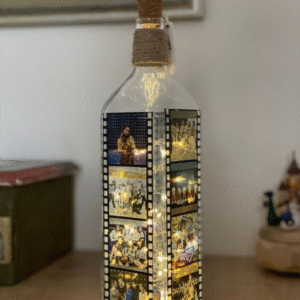 Bottle Mirror Art (Decorated bottle with photos and fairy lights)