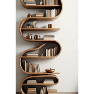 S Book Shelf / Unique Curvy Wood Bookshelf