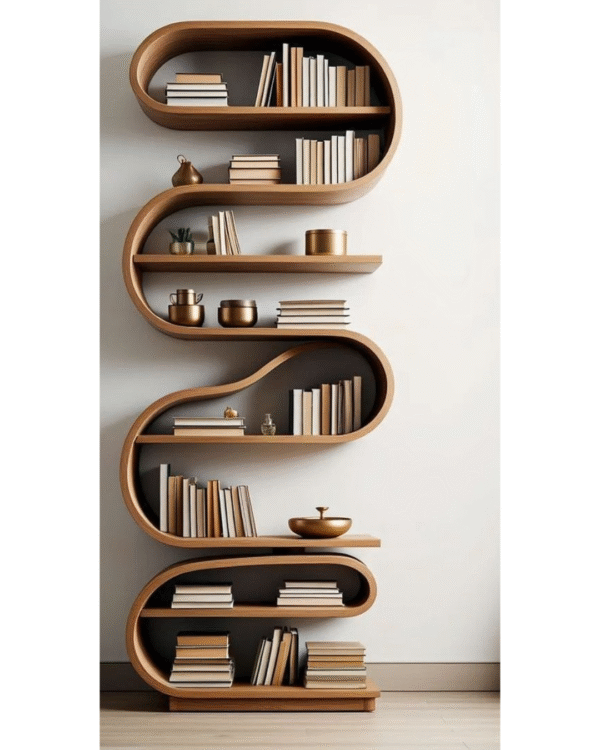 S Book Shelf / Unique Curvy Wood Bookshelf