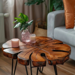 Artisan Leaf Wood Coffee Table