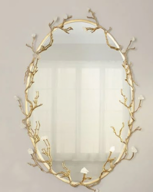 Gold Branch Mirror, John Richard Collection Oval Quartz Bud Mirror