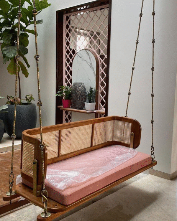 Wooden Hichka (Swing with cane webbing and cushion)