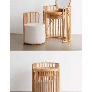 Elise Rattan Vanity & Stool Set