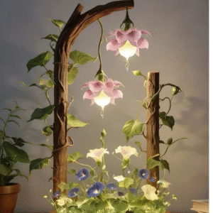 Fairy Table Lamp / Hanging Glass Lantern with Orchids and Flowers