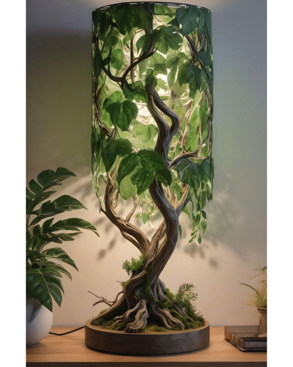 Vines Sculpture (Tree/vine themed table lamp with leafy shade)