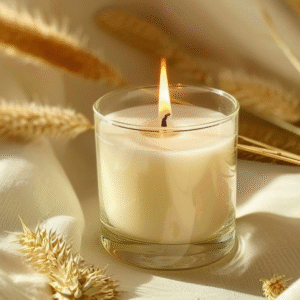 White Candle With Glass Candle